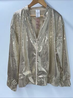 SERRA GOLD SEQUINED BOMBER JACKET FTL-08-081